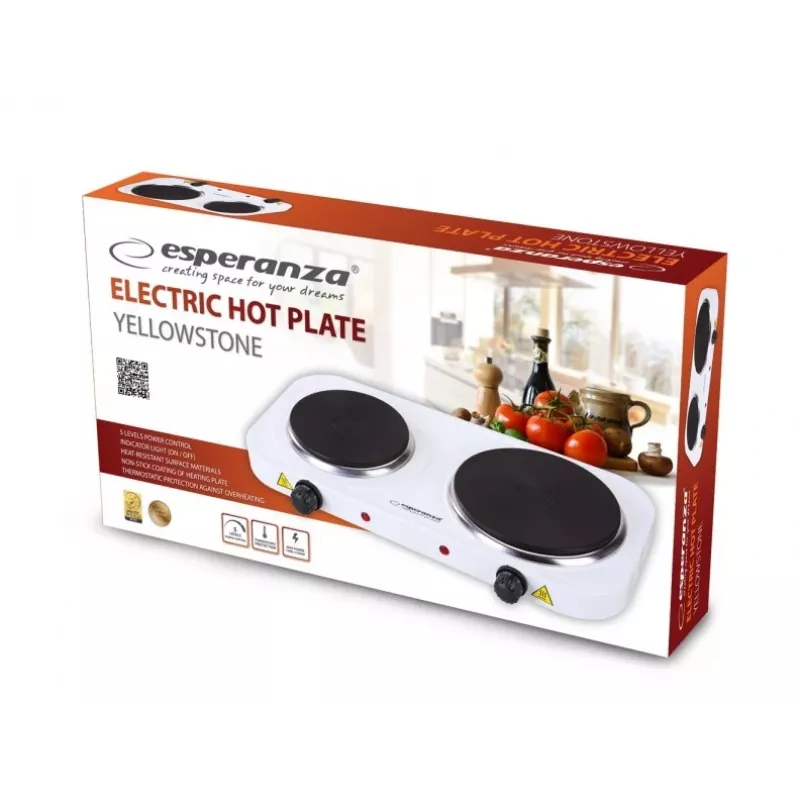 Esperanza EKH014W Elektriskā plīts 2 zonas Balta