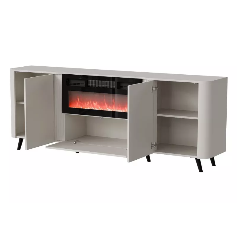 Kumode ar kamīnu Cama Meble Volare 200 x 39 x 75 cm, smilškrāsas, skaidu plātne