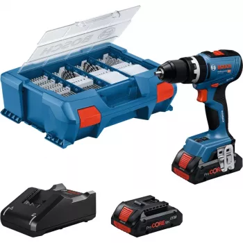 Akumulatora triecienuzgriežņu atslēga Bosch GSB 18V-65 ar 2x 4.0Ah baterijām un L-Case