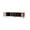 TV skapis Cama Meble ALMERA 180.5×42×52.5 cm valrieksts/krems ar melnu kamīnu