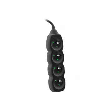 Tracer PowerCord pagarinātājs, 4 kontaktligzdas, 3m, melns