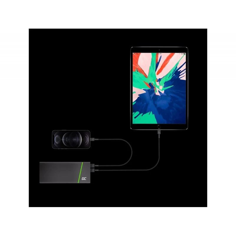 Lightning kabelis Green Cell KABGC18 — 2 m, Lightning uz USB-A, melns