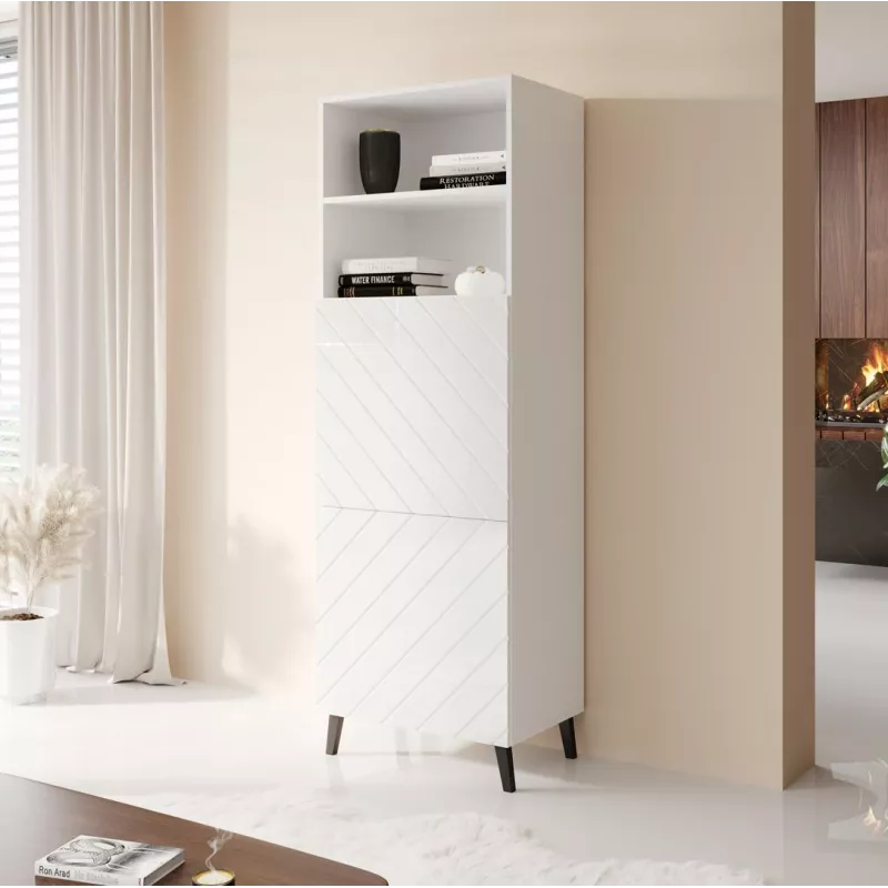Skapis ABETO 60x40x176.5 cm balts/glancēti balts