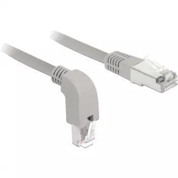 DeLOCK Patch-Cable RJ-45 (Tēviņš) uz leņķa RJ-45 (Tēviņš) 50cm S/FTP CAT 6a Ekranēts, Bezhalogēns, Pelēks (85873)