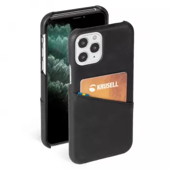 Krusell 62155 vāciņš iPhone 12 Mini – melns, ar kabatiņu kartei
