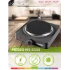 Mesko Home MS 6508 melnā virsmas plīts ar noslēgtu plāksni, 1 zona