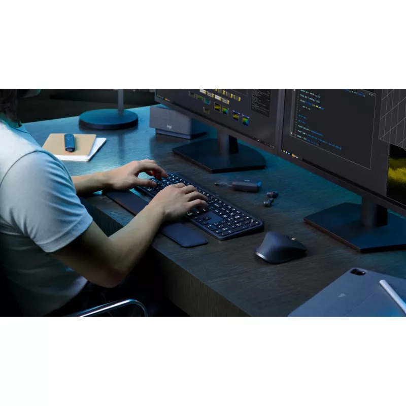 Logitech MX Keys S Combo tastatūra un pele, RF bezvadu + Bluetooth, QWERTZ Šveices izkārtojums, grafīta krāsa