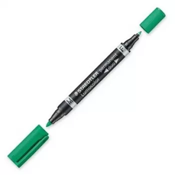 Permanentais marķieris Staedtler Lumocolor Duo Fine/Bullet Tip Zaļš