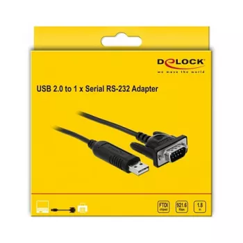 Seriālais kabelis DeLOCK 66282 Melns 1.8 m RS-232 USB Type-A