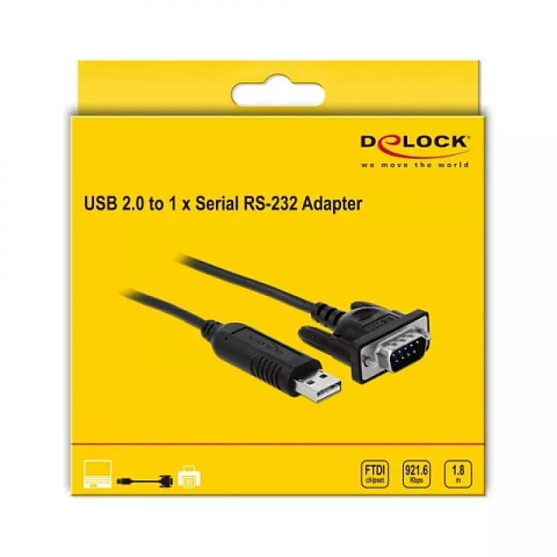 Seriālais kabelis DeLOCK 66282 Melns 1.8 m RS-232 USB Type-A