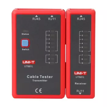 Kabeļu testeris UNI-T UT681L RJ45 un RJ11 savienotājiem, nepārtrauktības un vadu pārbaudei