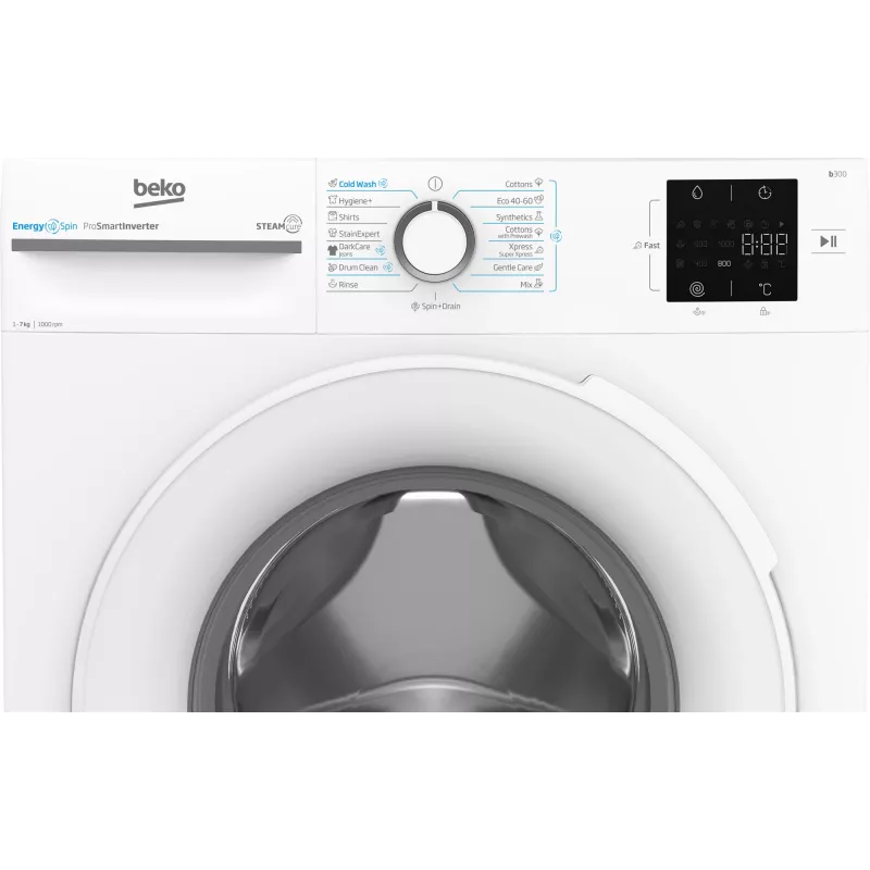 BEKO veļas mazgājamā mašīna BM3WFSU37013WW, 7 kg, Enerģijas klase A, 49.6 cm, 1000 apgr./min, Invertora motors, Steam Cure