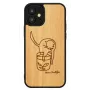 Telefona maciņš man and wood iPhone 12 mini — drukāts kaķis ar sarkano zivi