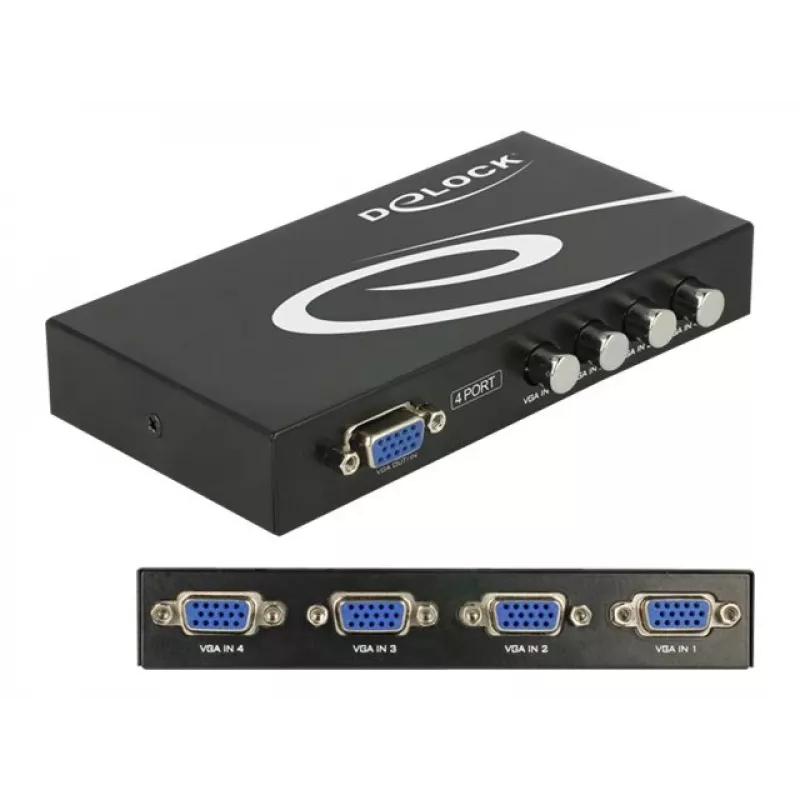 DeLock Switch VGA 4 port manuāls divvirzienu - ekrāna slēdzis - 4 x VGA - Galddatora (87635)