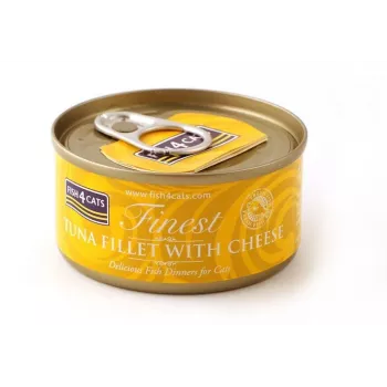 Slapjā kaķu barība FISH4DOGS Tuna fileja ar sieru maisiņš 70 g – zivju garša, 83% mitrums, 14% olbaltumvielas