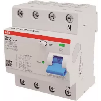 ABB Stotz S&J Noplūdes strāvas aizsargs B tips 4P 63A, 30mA, 3kA, 4TE F204B-63/0,03-4TE (2CSF204568R1630)