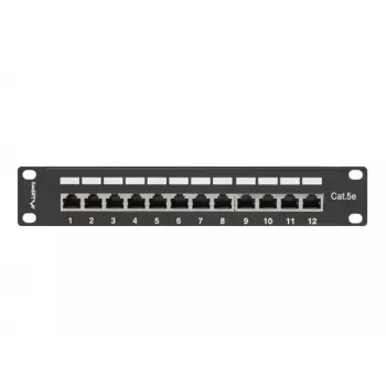 Lanberg PPF5-9012-B 1U 12 portu ekranēts sadales panelis (patch panel) Cat5e 10 inch statīvam