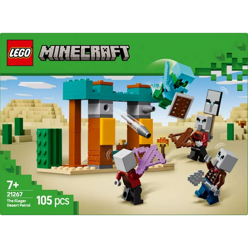 LEGO būvēšanas komplekts The Illager Desert Patrol 21267 – Minecraft rotaļu komplekts, 105 gabali, 4 minifigūras, 80×60×110 mm