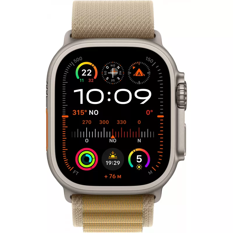 APPLE Watch Ultra 2 GPS + Cellular 49mm dabīgs titāna korpuss ar smilškrāsas Alpu cilpu - Liels