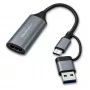 USB-C uz USB-A un HDMI 4K 30Hz adapteris QOLTEC alumīnija korpusā