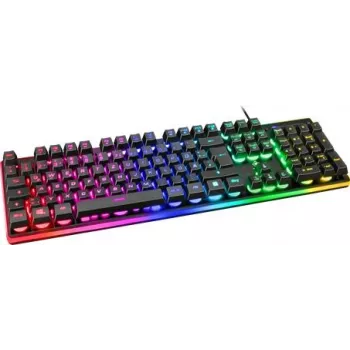 Deltaco Gaming GAM-021-RGB-DE Vadu spēļu tastatūra, ergonomiska, RGB fona apgaismojums, vācu izkārtojums QWERTZ, melna