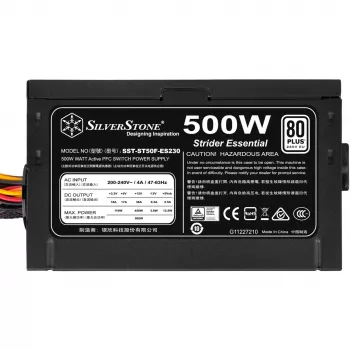Barošanas bloks SILVERSTONE ST50F-ES230 500 W, 24-pin ATX, nemodulārs, 120 mm ventilators, alumīnijs