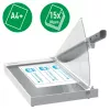 Leitz Precision Office Papīra Griezējs A4+, 15 loksnes, Manuālā skava, Nerūsējošais tērauds, A4 Maxi, 80 g/m², Stikls
