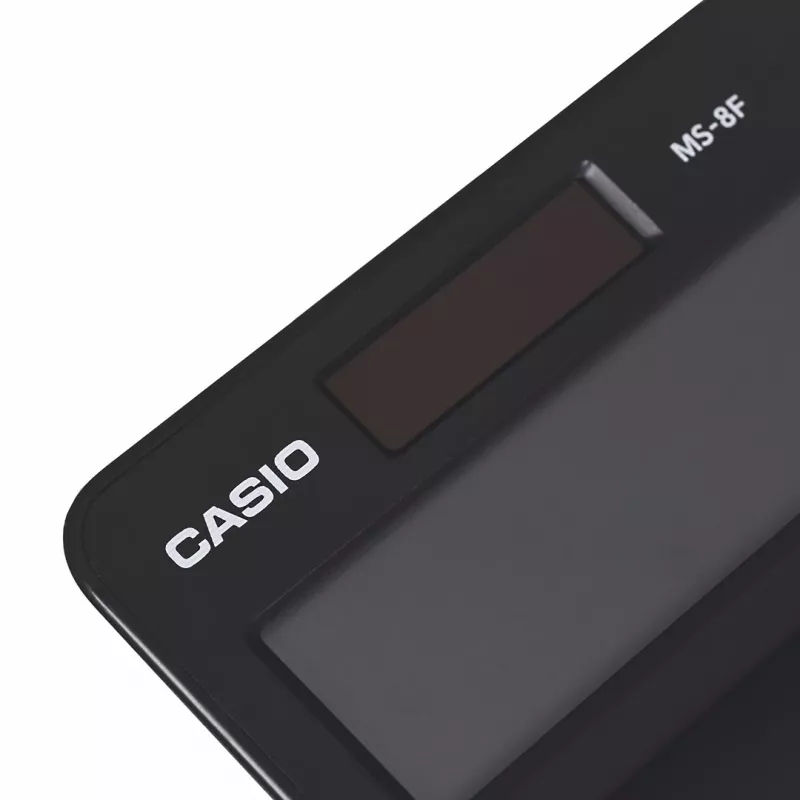 Casio MS-8F vienkāršs galda kalkulators, 8 cipari, baterija/saules enerģija, melns