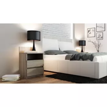 Naktsgaldiņš Topeshop M1 SONOMA MAT, ozola krāsa, 2 atvilktnes, 400×320×590 mm