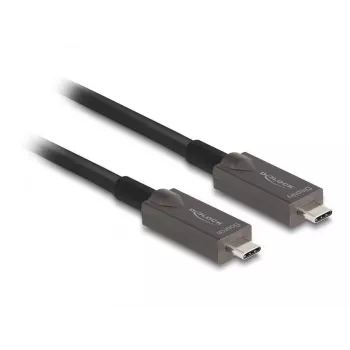 DeLOCK aktīvais optiskais USB-C video + dati + PD kabelis 10 m melns