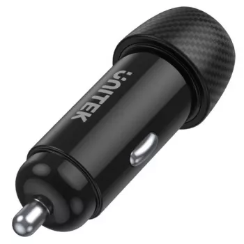 Auto lādētājs Unitek P1400A ar USB-C un USB-A, 38W, Quick Charge 3.0, ieeja 12–24V, melns
