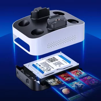 GrauGear G-3506-CG 3.5 collu ārējais spēļu HDD 4TB ar PS5 kontroliera uzlādes staciju