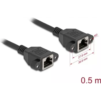 Tīkla kabelis DeLOCK 90783 Melns 0,5m Cat6a S/FTP RJ-45