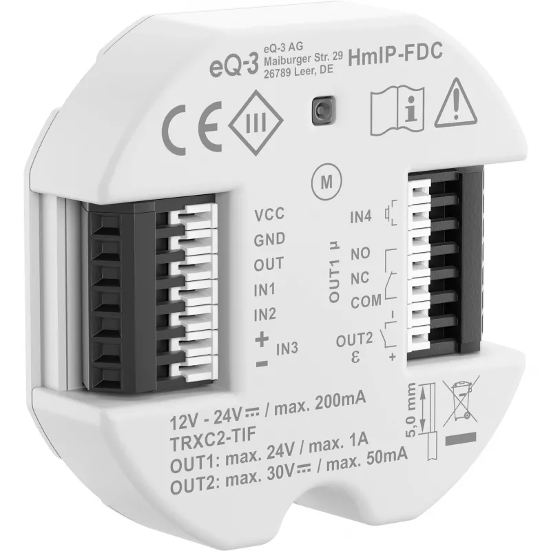 Viedā durvju slēdzene eQ-3 Homematic IP 160811A0 — tālvadības, balta, 52×52×15 mm