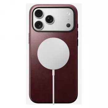 Ādas maciņš Nomad Modern iPhone 17 Pro Max (6,9 inch) — Burgundija, āda+TPU+PC