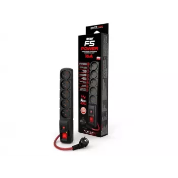 Strāvas sadalītājs ACAR F5 POWER Melns 5 AC kontaktligzdas 230 V 5 m