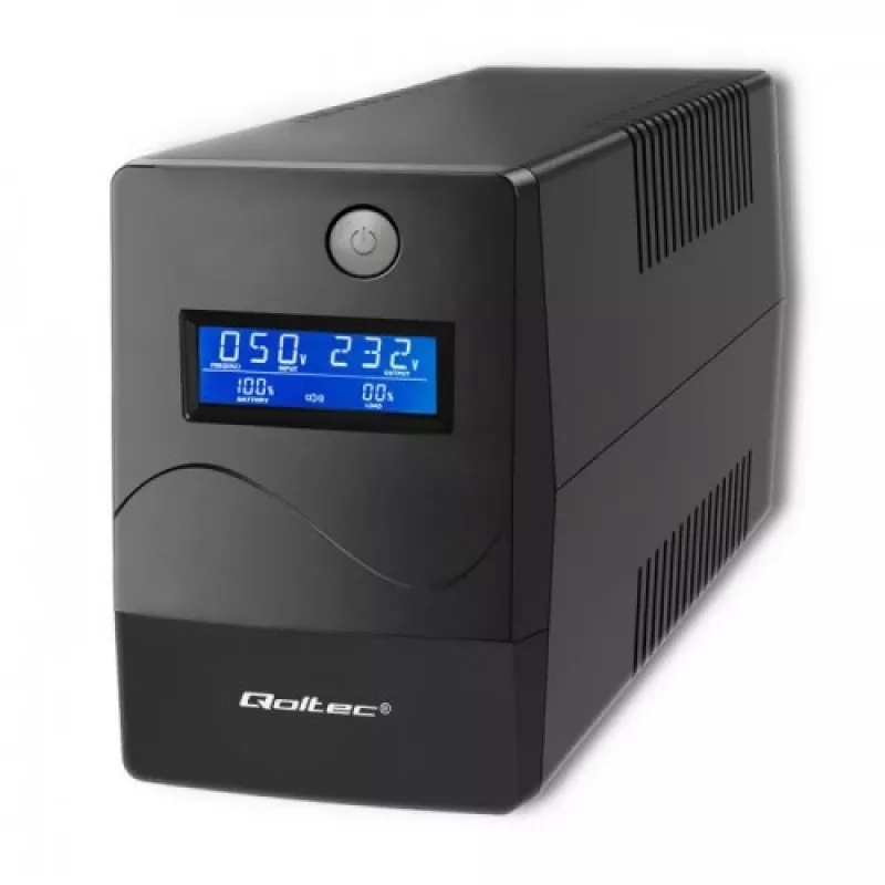 Qoltec Monolith nepārtrauktās barošanas avots (UPS) Double-conversion (Online) 1 kVA 600 W 2 SCHUKO kontaktligzdas