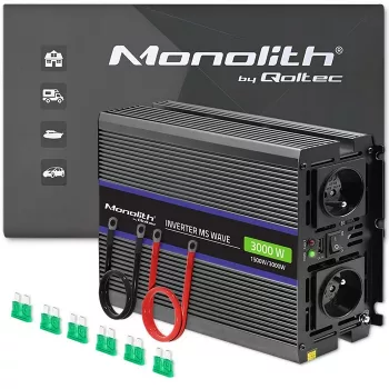 QOLTEC Monolith 3000 MS Wave tīkla invertors, 12V→230V, 1500/3000W, ar USB