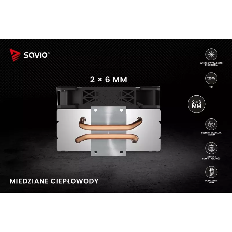 Dzesētājs SAVIO SAVGCOFROSTX2 120 mm Melns, 2 siltuma caurules, 800–1800 RPM, 4-pin