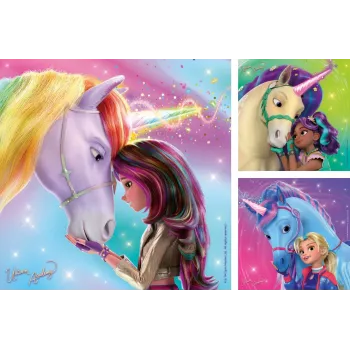 Puzle Ravensburger Unicorn Academy — 3 x 49 gabali, komplekts bērniem