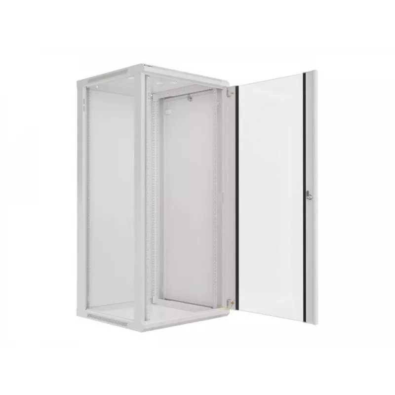 Lanberg sienas montāžas sadales skapis 19'' 27U 600x600mm pelēks (stikla durvis)