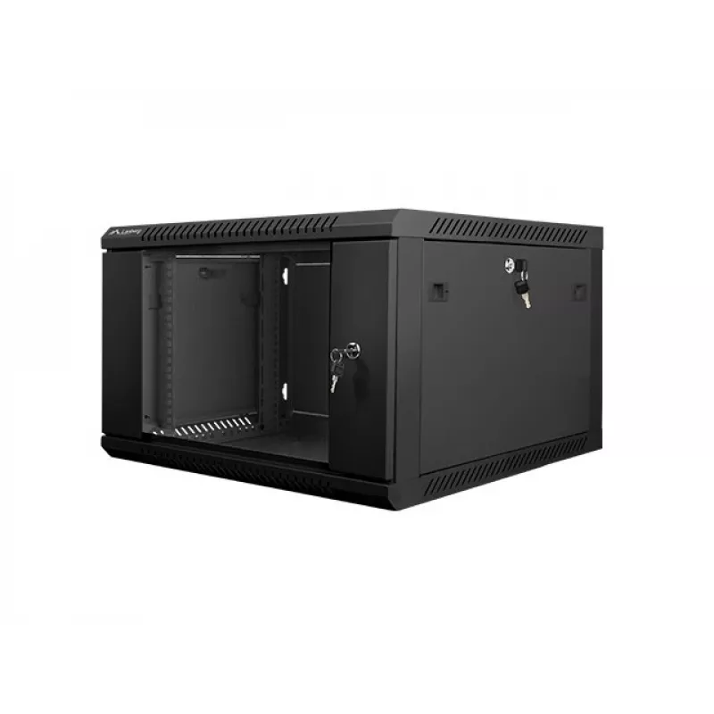 Lanberg sienas montāžas 19 inch sadales skapis 6U 600x600mm melns (stikla durvis)