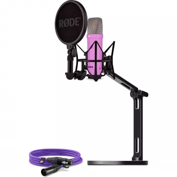 NT1 Signature + XLR kabelis + Galda studijas roka, Mikrofons ceriņu krāsā, Komplekts
