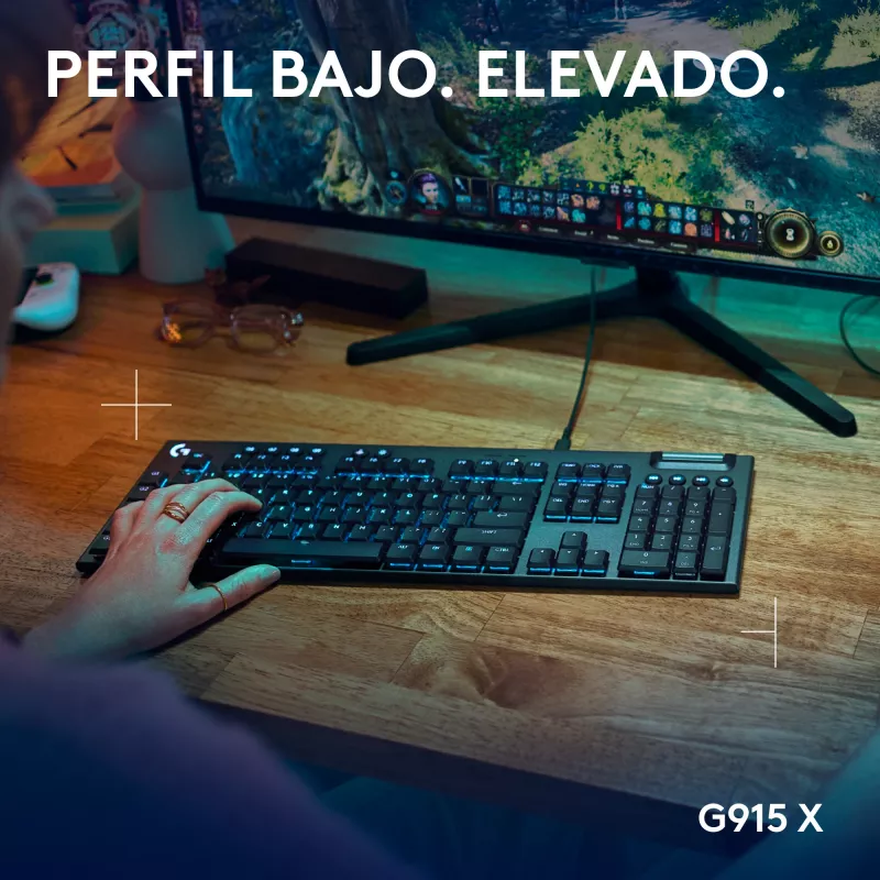 Vadu mehāniskā spēļu tastatūra Logitech G915 X Black ar RGB fona apgaismojumu