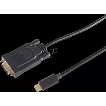 shiverpeaks BS10-59185 Video kabeļa adapteris 1,8 m USB Type-C uz VGA (D-Sub) Melns