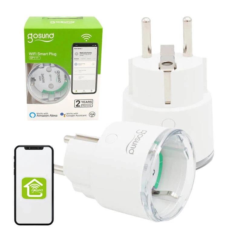 Viedais kontaktdakšs WiFi Gosund SP111 3680W 16A, Tuya 2 iepakojumā