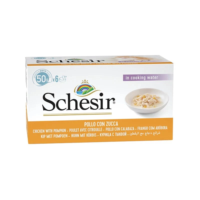 SCHESIR Vistas filejas ar ķirbi buljonā - slapjš kaķu barība - 6x50g