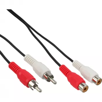 InLine Audio kabelis 2x RCA vīriešu / sieviešu 20m, melns