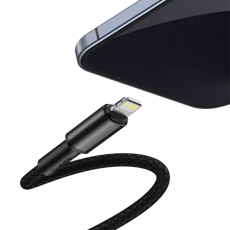Baseus augsta blīvuma pīts kabelis Type-C uz Lightning, PD, 20W, 1m (Melns)