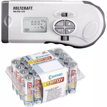 VOLTCRAFT bateriju testeris MS-229 LCD + Conrad energy sārma baterijas AA 24 gab. komplekts